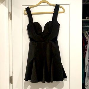 NBD V Cut black skater dress